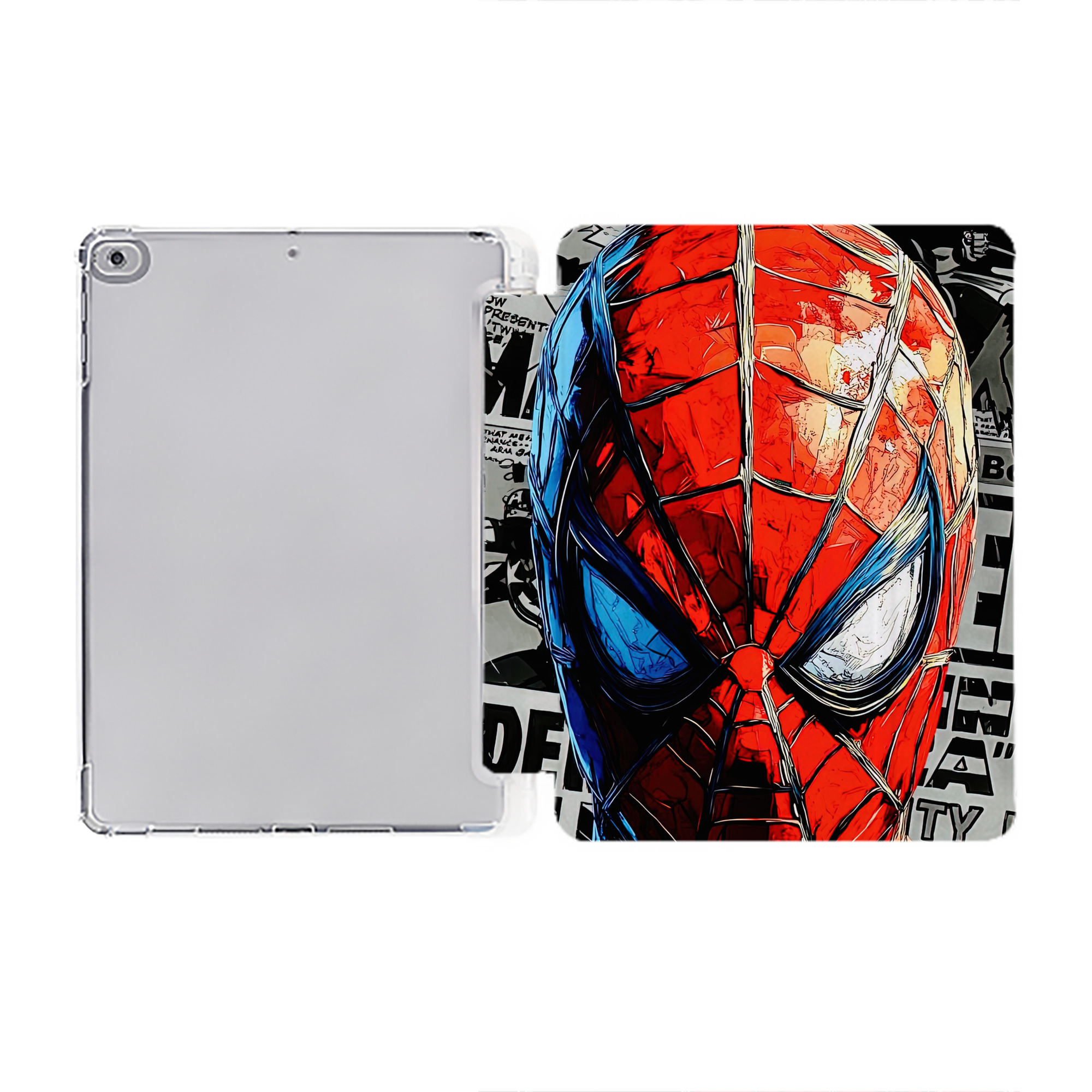 （画像用） Spider Man スパイダーマン IPad ケース ペン収納付き 三つ折りスタンド PUレザー×シリコン 対応機種9.5/10.5/10.9インチ